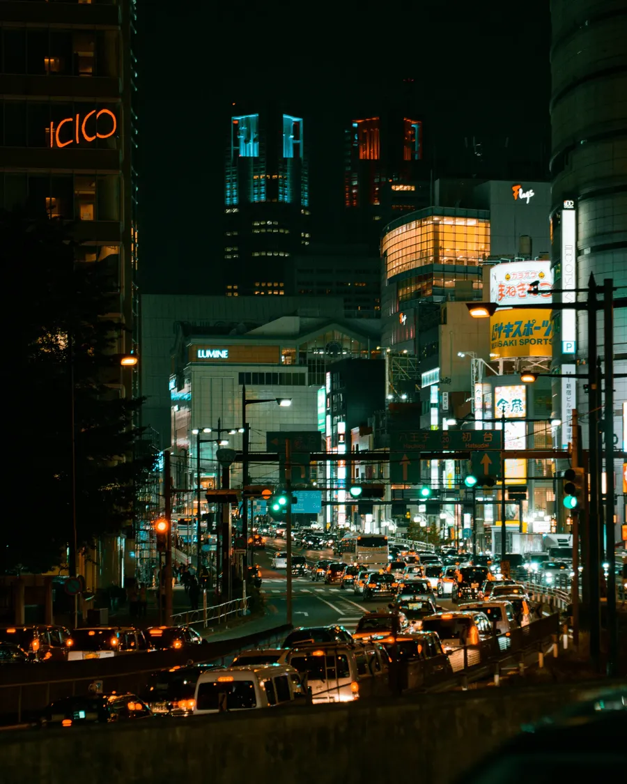 A city at night seen from above.